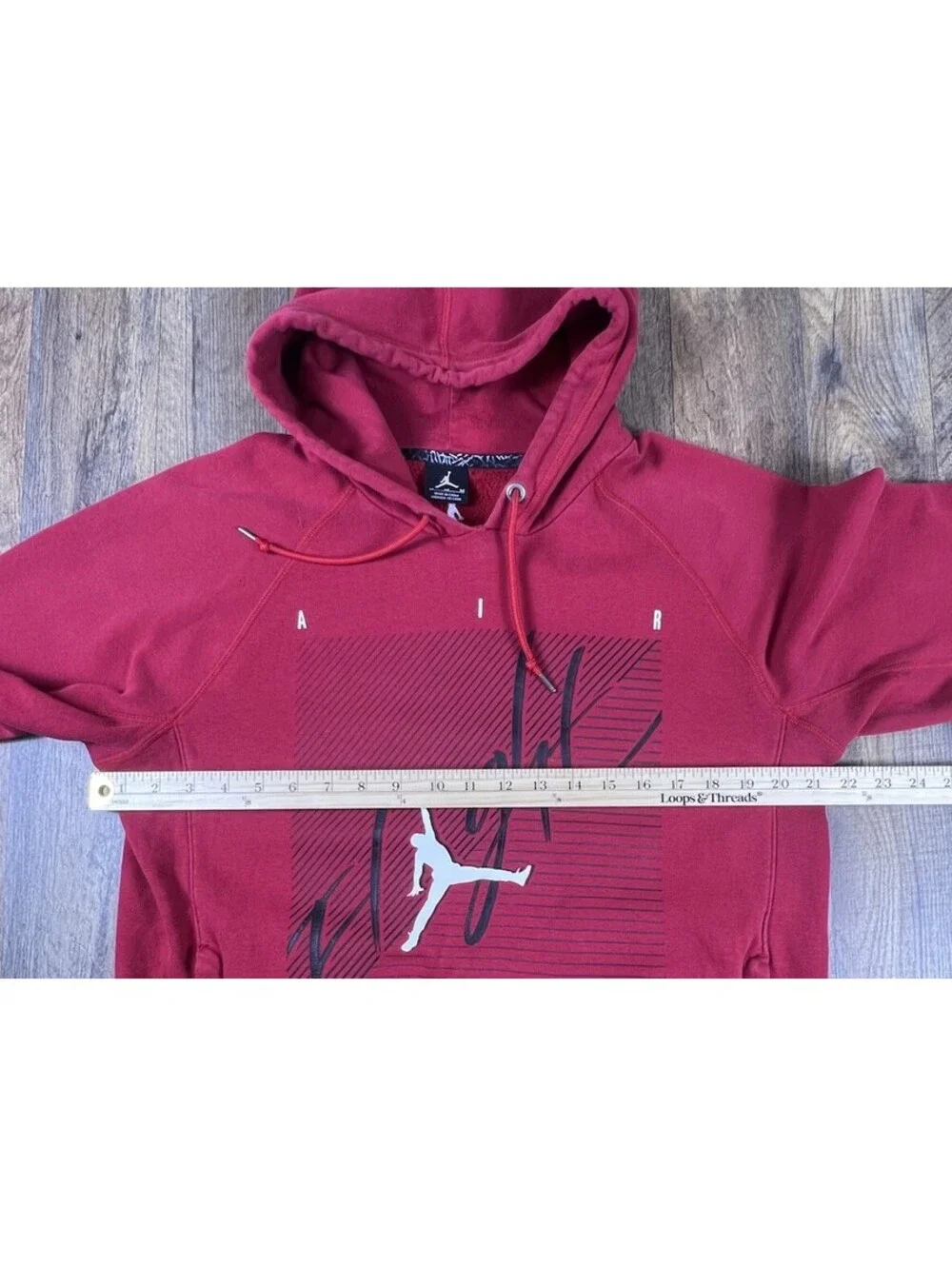 Vintage Air Jordan Flight Hoodie Men's Small Red Y2K Pullover Air Pocket